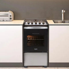 Cocina A Gas Whirlpool Wfo4nbr 4 Hornallas 49cm Acero Inox C - Gris
