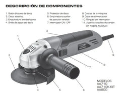 Amoladora Angular 115 Mm 710w Daihatsu Aa710k Con Maletin Color Naranja Frecuencia 50 Hz