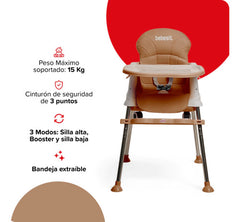 Silla De Comer Booster Bebesit 6250-a Marron Hasta 15kg Cs Silla De Comer Booster Marrón