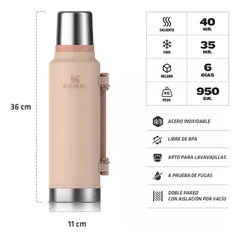 Termo Stanley Clasico Rosa Manija Tapon Cebado 1400ml Cts Rosa