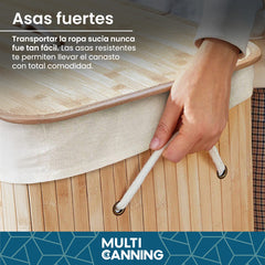 Canasto Cesto Ropa Sucia Tapa Bambu Organizador Grande Color Marrón