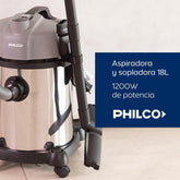 Aspiradora De Tacho Philco 1200w Aspira Liquidos Color Plateado/gris
