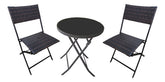 Combo 2 Sillas Rattan Plegables 1 Mesa 60cm Vidrio Caño Ct Marrón Ratán