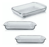 Juego 3 Asaderas Bandejas Rectangular De Vidrio Templado Cts Transparente