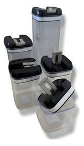 Set X 5 Contenedores Herméticos Apilables Plasticos Vivendi Negro
