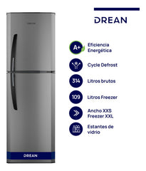 Heladera Con Freezer Cíclica Drean Hdr320f50e 314 L Gris Gris