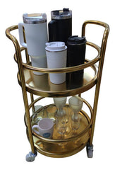 Mesa Carro Bar De Metal 2 Niveles Con Ruedas Tm Dorado Cs Dorado Oscuro