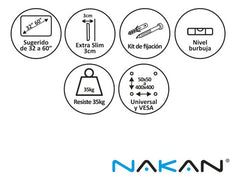 Soporte Fijo De Tv/monitor Nakan Spl484f De 32'' A 65'' Negro