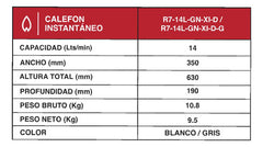 Calefón De Tiro Forzado Rheem R7-14l-gn-xi-d-g De 14l Gris Gn