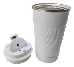 Vaso Termico Promo Frio Calor Con Tapa Acero Inox Vivendi Blanco Lisa