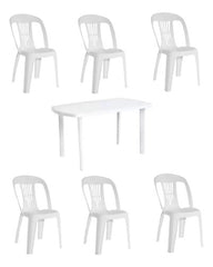 Combo 6 Sillas Antonella Blancas + Mesa Maldiva Garden Life Blanco