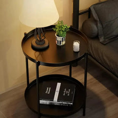 Mesa Ratona Mesa De Arrime De Luz Metal 2 Estantes Vivendi Negro