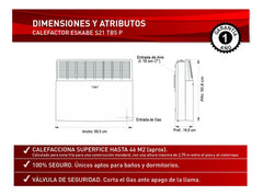 Calefactor A Gas Eskabe S21 Tb5 P Tiro Balanceado 5000 Encendido Piezoelectrico Marfil