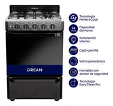Cocina Drean 56cm Negra Horno 74l Luz Encendido Parrilla Multigas Cd5603an0 Negro