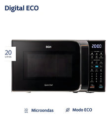 Microondas Digital Bgh B120dn20i 20lt Negro