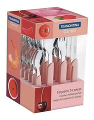 Cubiertos Tramontina Juego De 24 Piezas Carmel Rosado - Rosa