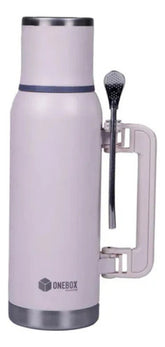 Termo Set Matero Acero Inoxidable Camping Con Pico Vertedor Blanco