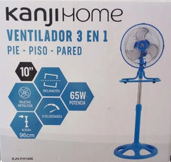 Ventilador 10 Kanji 3 En 1 Kjh-fi1006501 96cm 3 Velocidades Color De La Estructura Celeste Color De Las Aspas Plateado Diámetro 25 Cm Frecuencia 0 Material De Las Aspas Metal