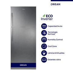 Heladera No Frost Inverter 356 L Inox Drean Rzn356fxarx0 Gris
