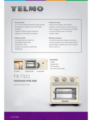 Freidora De Aire Yelma Fr-7321 Sin Aceite Multifuncion Crema