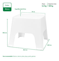 Banqueta Plastica Mesa Reforzada Sunset Gardenlife Color Blanco