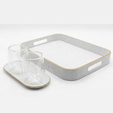 Set Carol De 2 Vasos De Vidrio Doble Pared + 2 Bandejas Blanco