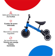 Triciclo Con Manija 2 En 1 Camicleta Bebesit Sl-2023-c Azul