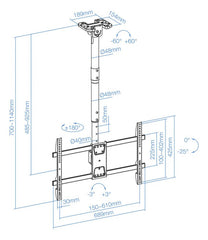 Soporte De Techo Telescopico Onebox Ob-cdim90 De 43 A 90