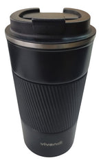 Vaso Termico Acero Inox Con Tapa Frio Calor Vivendi Negro Negro Lisa