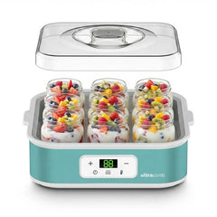 Yogurtera Digital Ultracomb Yg-2709 9 Jarros Vidrio Con Receta Capacidad De 1,6 Litros Celeste