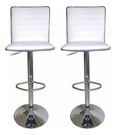 Pack De 2 Banquetas Giratorias Y Altura Ajustable Con Respaldo De Ecocuero Blanco Para Barra O Cocina Vivendi