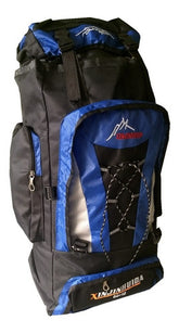 Mochila Mochileros Camping Trekking Negro - Azul Claro 90lts Azul Acero