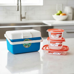 Combo Escolar Lunchera Garden Life Azul 3 Tapers Rubbermaid Azul Liso