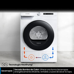 Secarropas Por Calor Samsung Sadv90t5240aw 9kg Inverter Color Blanco