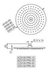 Griferia Ducha Articulada Fv 0126.pr0-15-cr De 150mm Cromo