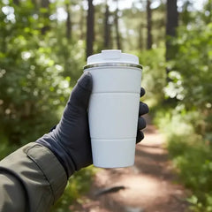 Vaso Termico Promo Frio Calor Con Tapa Acero Inox Vivendi Blanco Lisa