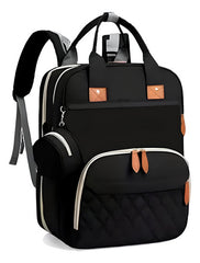 Mochila Multifunción Maternal Cambiador Cuna Para Bebe Negro Negro Liso