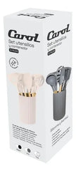 Set De 12 Utensillos De Cocina Carol 68012 C/contenedor Beige