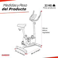 Bicicleta Fija Magnetica Randers Arg-456 8 Niveles H:100k Ct Negro