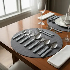 Juego De Cubiertos De 24 Pzs Cubiertera Carol Gris