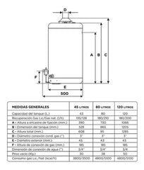 Termotanque Multigas Escorial 80l Protección Anti Corrosión Blanco