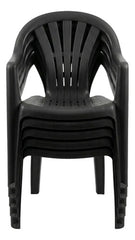 2 Sillas Plasticas Apilables H:100k Interiores Exteriores Tm Negro Lisa
