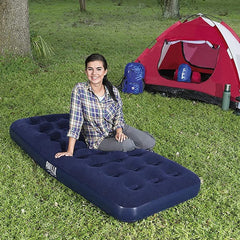Colchon Inflable De 1 Plaza Bestway Flocked Air 67000 Tm Azul