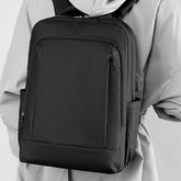 Mochila Porta Notebook De Viaje Urbana De Tela Usb Negro Negro Liso