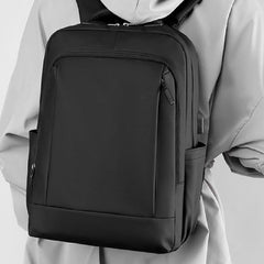 Mochila Porta Notebook De Viaje Urbana De Tela Usb Negro Negro Liso