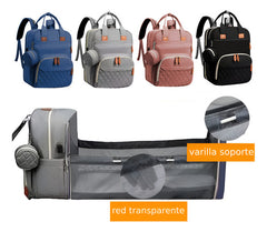 Mochila Multifunción Maternal Cambiador Cuna Para Bebe Negro Negro Liso