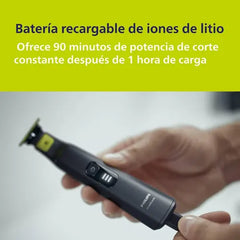 Afeitadora Philips Oneblade Pro Qp6532/10 - Peine Ajustable Con 12 Longitudes, 90 Min De Uso Continuo Y 100% A Prueba De Agua Negro