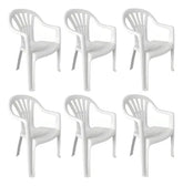 6 Sillas Plasticas Apilables Interiores Exteriores Tm H:100k Blanco Lisa