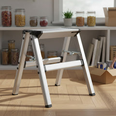 Escalera Plegable Liviana Banco De 1 Escalon De Aluminio Gris