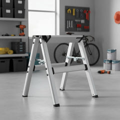 Escalera Plegable Liviana Banco De 1 Escalon De Aluminio Gris